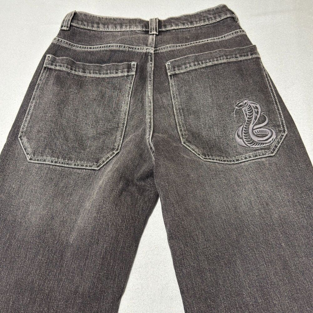 Hollister Baggy Skater Jeans 28x30 Wide Leg Cobra Snake Black Grunge Streetwear
